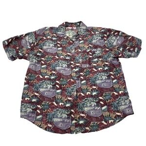 Stunt Collections Vintage Mens Hawaiian Aloha Shirt 100% Silk Tropical Beach XL